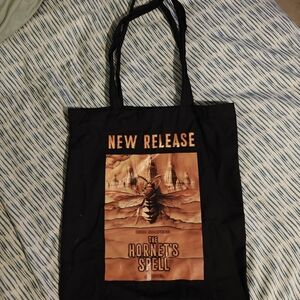 Black Tote Bag with Orange Graphic